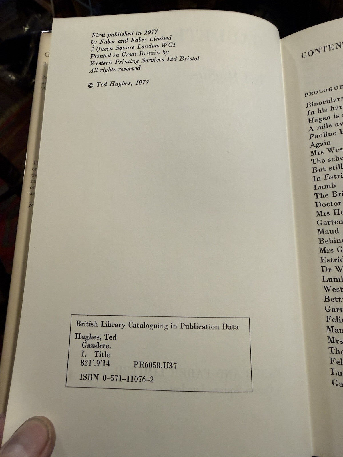 Ted Hughes : Gaudete : First Edition Inscribed by the Author 1977