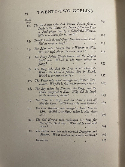 1917 Twenty Two Goblins : Indian Fairy Tales : Arthur W Ryder : Perham W. Nahl