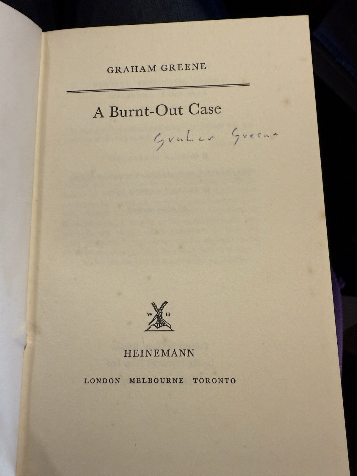 Graham Greene : A Burnt-Out Case SIGNED First Edition 1961