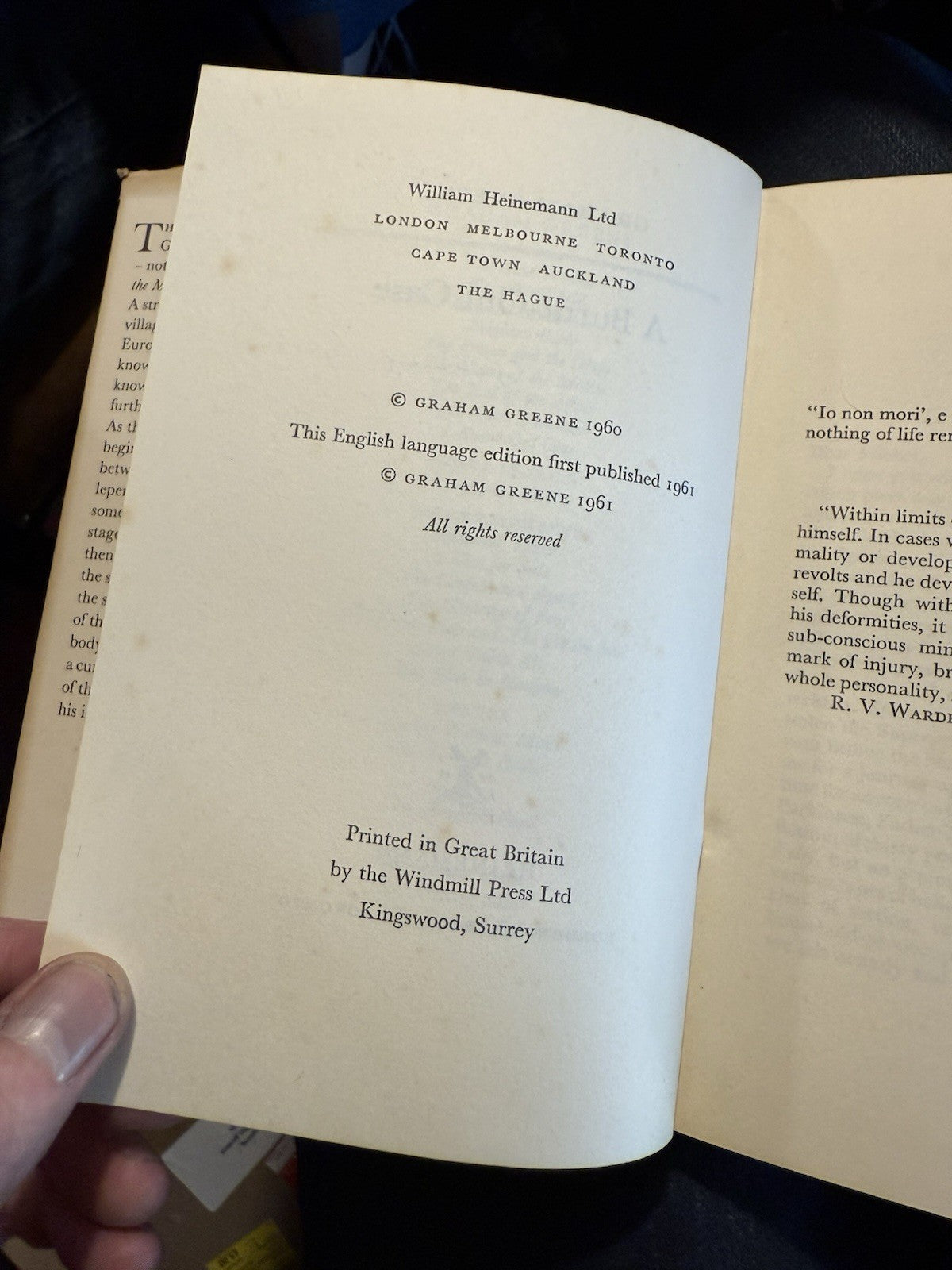 Graham Greene : A Burnt-Out Case SIGNED First Edition 1961