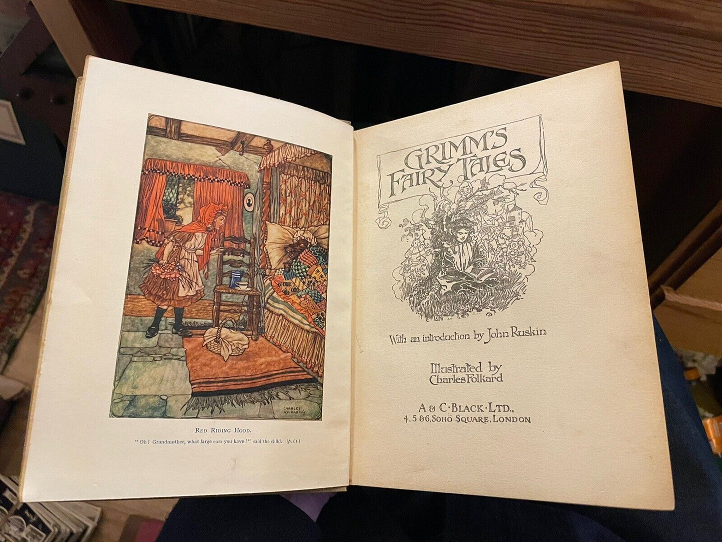 1911 Grimm's Fairy Tales : Colour Illustrations : Charles Folkard : Antique Copy