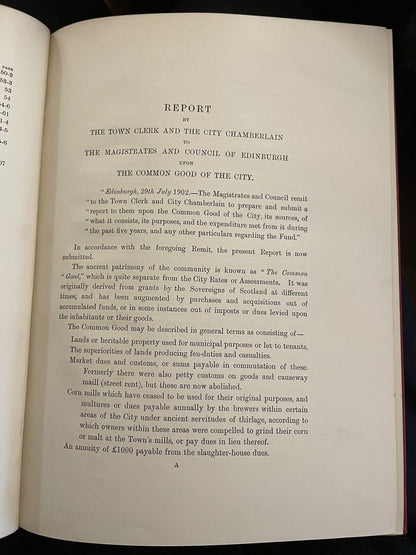 1905 Report on the Common Good of the City of Edinburgh : Property Lands etc