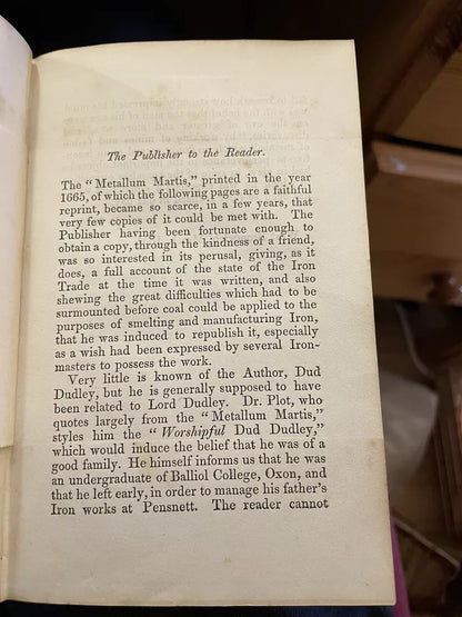 Dud Dudley's Mettallum Martis 1665 : Iron Made with Pit-Coale 1851