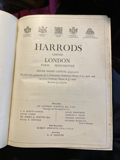 Harrods Limited Catalogue 1929 : London, Paris, Manchester Department Store Shop