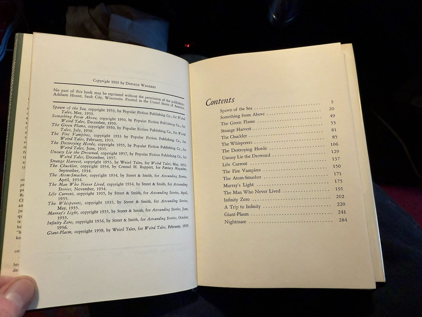 Donald Wandrei : Strange Harvest : Arkham House 1965 : Fantasy Macabre