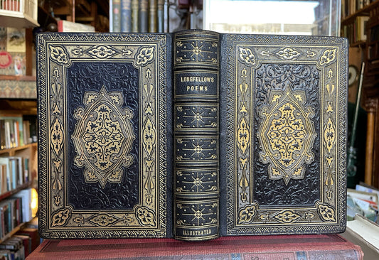 Poems by Henry Wadsworth Longfellow : Beautiful Leather Binding 1859