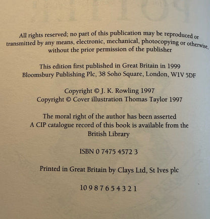 JK Rowling : Harry Potter & the Philosopher’s Stone : Deluxe Signature 1st/1st