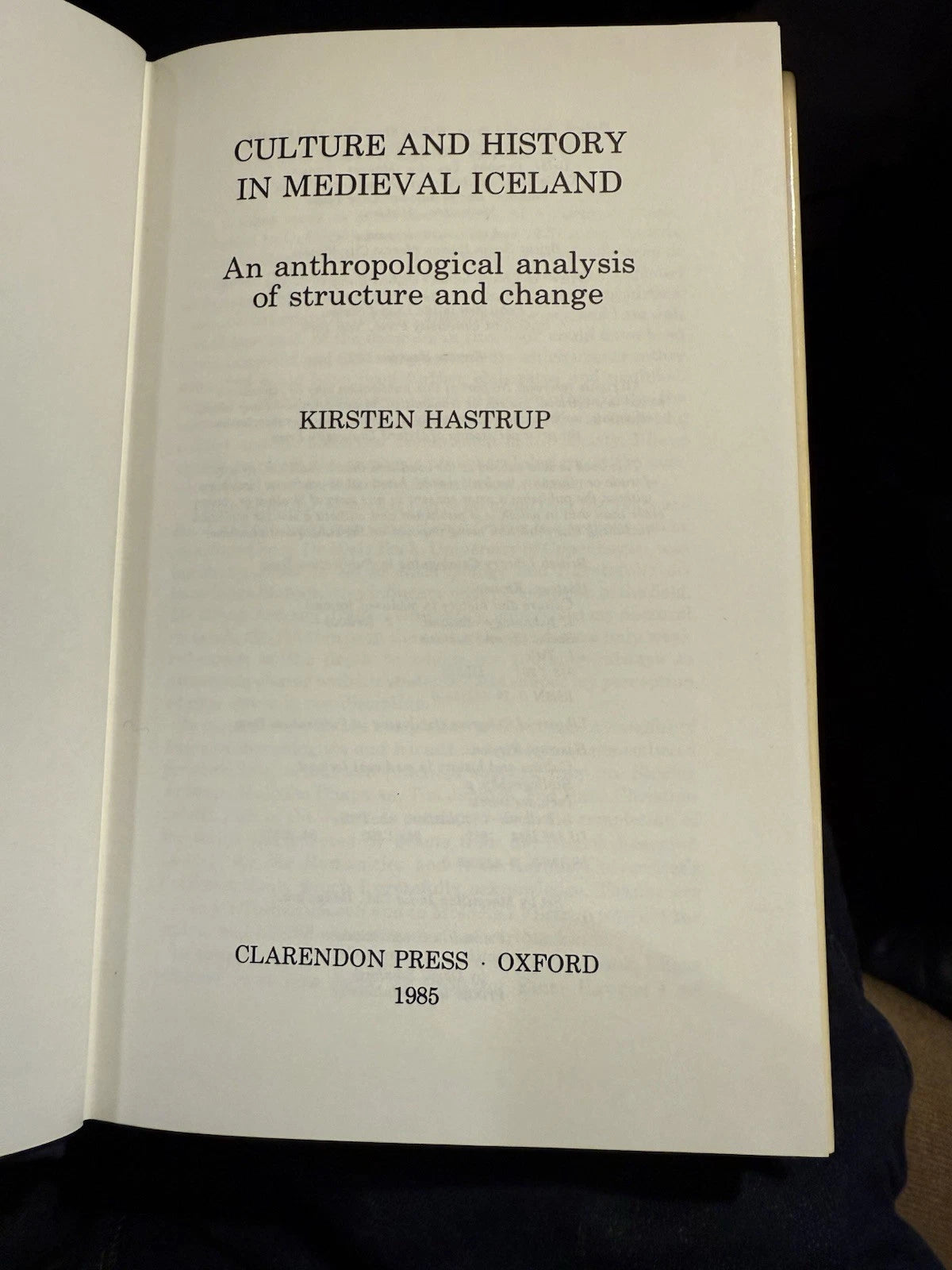 1985 Culture and History in Medieval Iceland : Kirsten Hastrup
