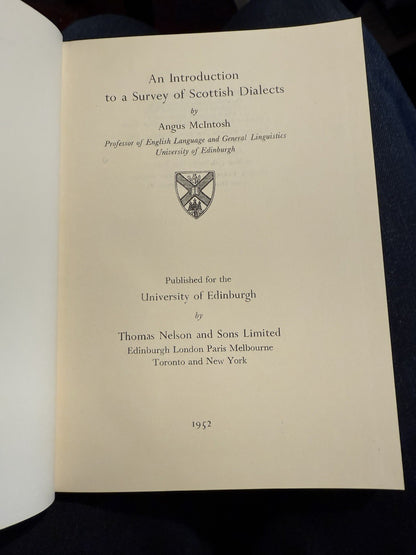 Introduction to a Survey of Scottish Dialects : Angus McIntosh : 1st Ed 1952
