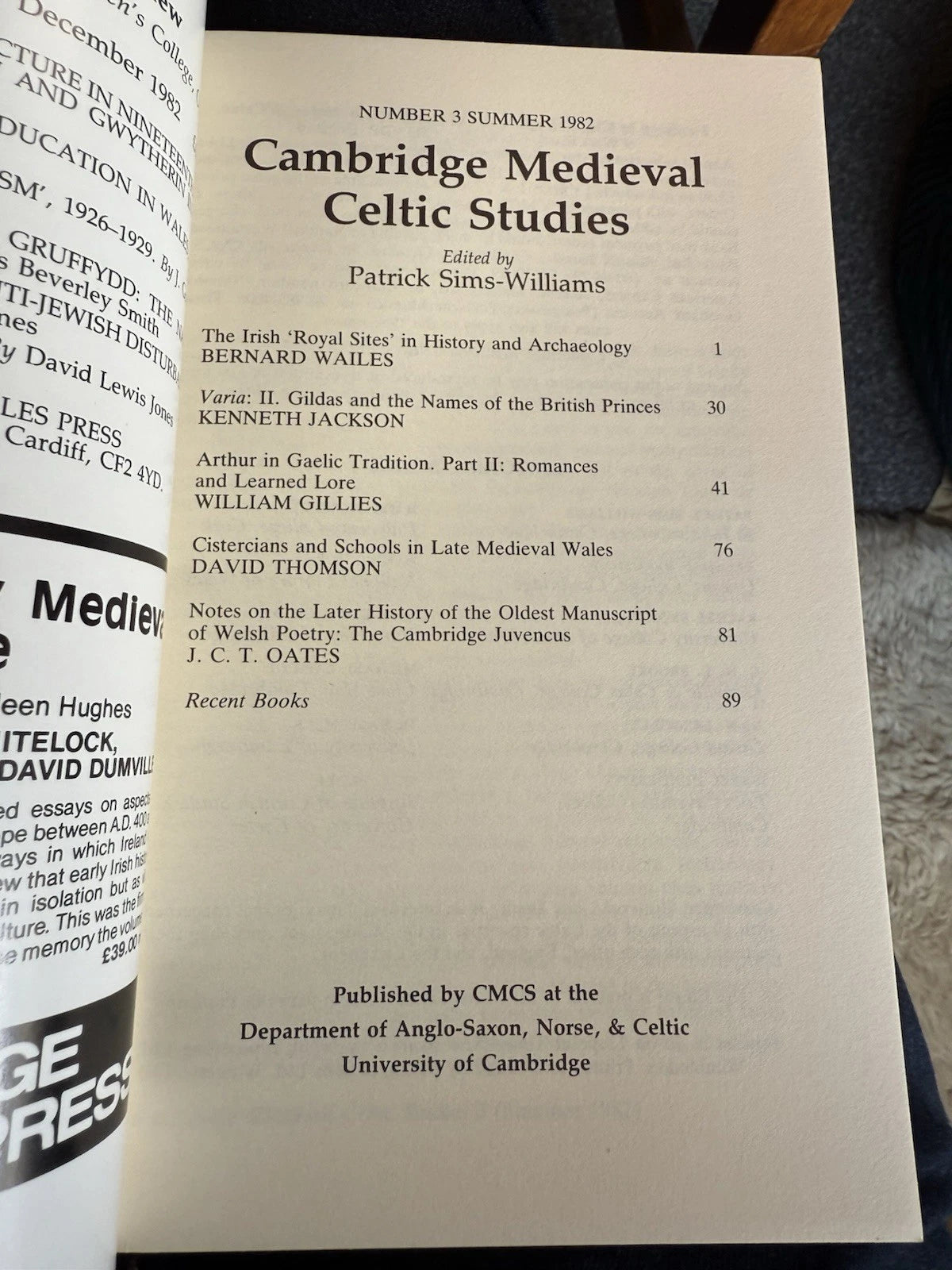 Cambridge Medieval Celtic Studies : Irish Royal Sites : Arthur in Gaelic Traditi