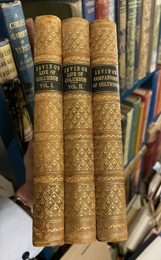 1850 The Life and Voyages of Christopher Columbus (3 Vols) Washington Irving