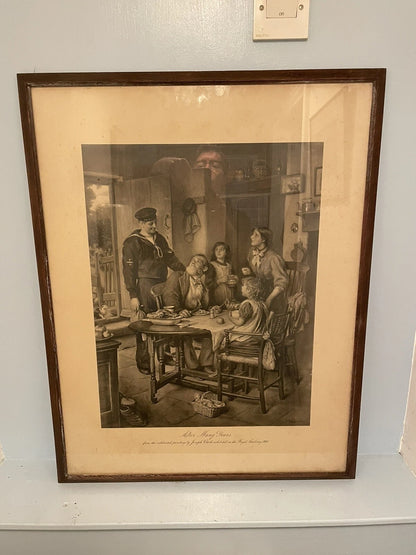 Joseph Clark "After Many Years" Large Antique Framed Art Print : Sailor 1908