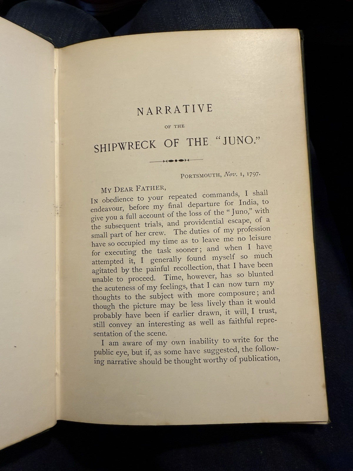 1892 Narrative of the Shipwreck of the Juno : With Notes Never Before Published