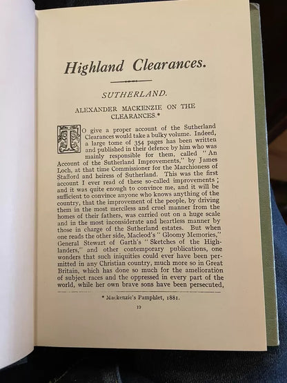 Mackenzie's History of the Highland Clearances, Scotland : The Hebrides etc