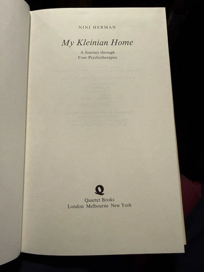 1985 My Kleinian Home : Nini Herman : Signed by Author