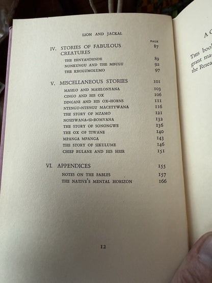 Lion and Jackal : Native Folk Tales from South Africa : Frank Brownlee 1938