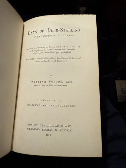 1883 Days of Deer-Stalking in the Scottish Highlands : Hunting : Landseer