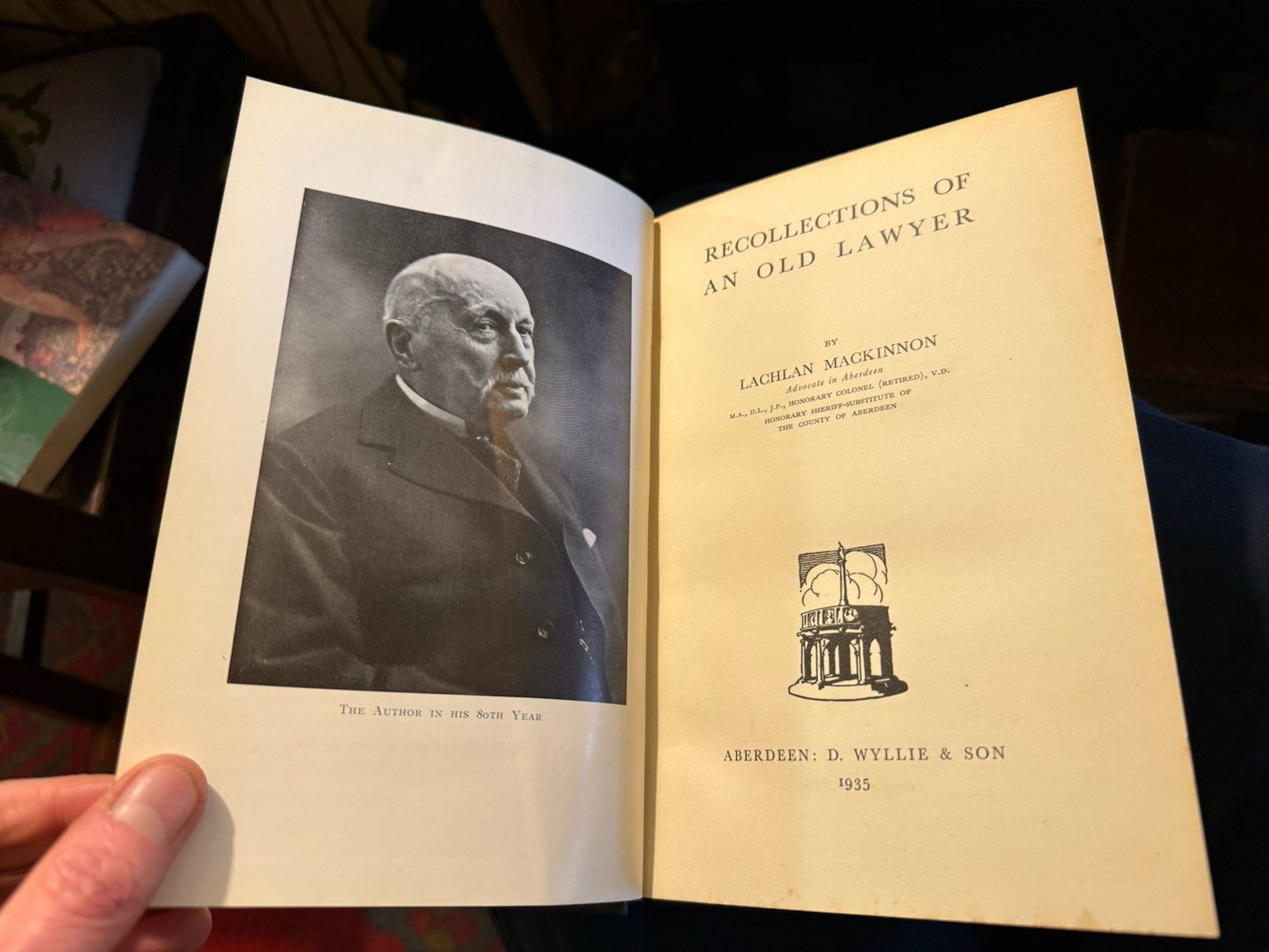 1935 Recollections of an Old Lawyer : Lachlan Mackinnon : HB in Orig Dust Jacket