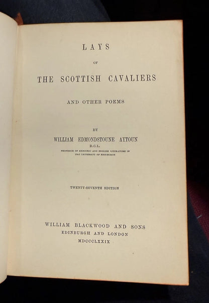 1879 Lays of the Scottish Cavaliers : Fine Binding by R & A Suttaby : Aytoun