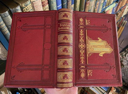 1877 Poetical Works of Henry Wadsworth Longfellow : Beautiful Leather Binding