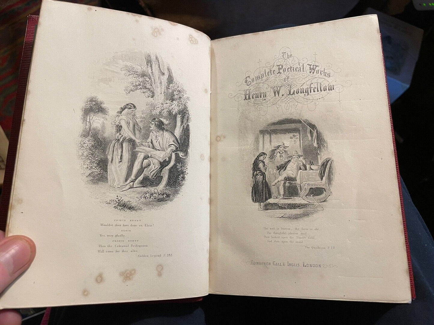 1877 Poetical Works of Henry Wadsworth Longfellow : Beautiful Leather Binding