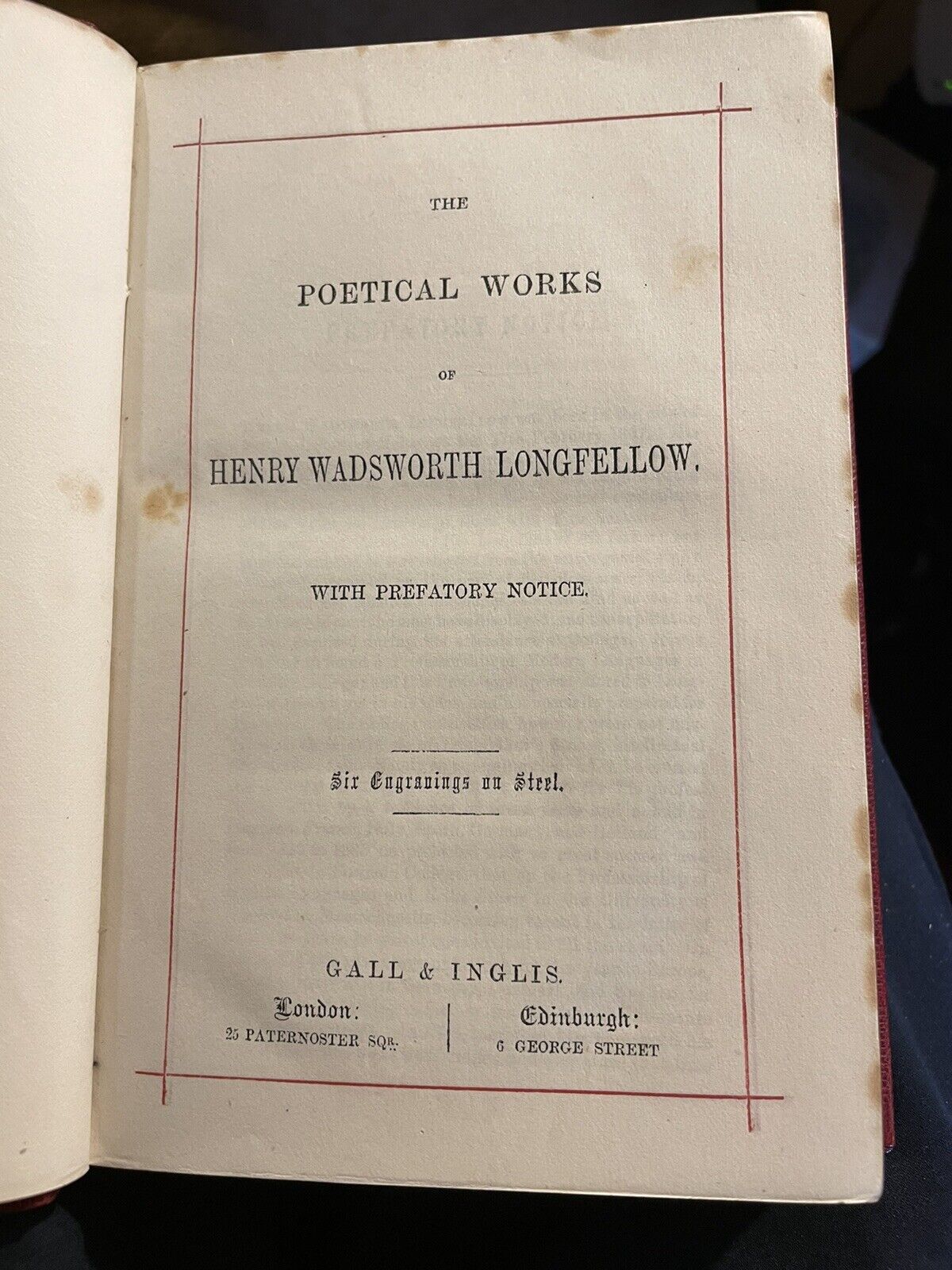 1877 Poetical Works of Henry Wadsworth Longfellow : Beautiful Leather Binding