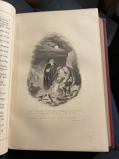 1877 Poetical Works of Henry Wadsworth Longfellow : Beautiful Leather Binding