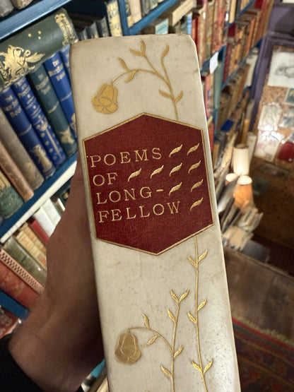 1901 Poetical Works of Henry Wadsworth Longfellow : Arts & Crafts Vellum Binding