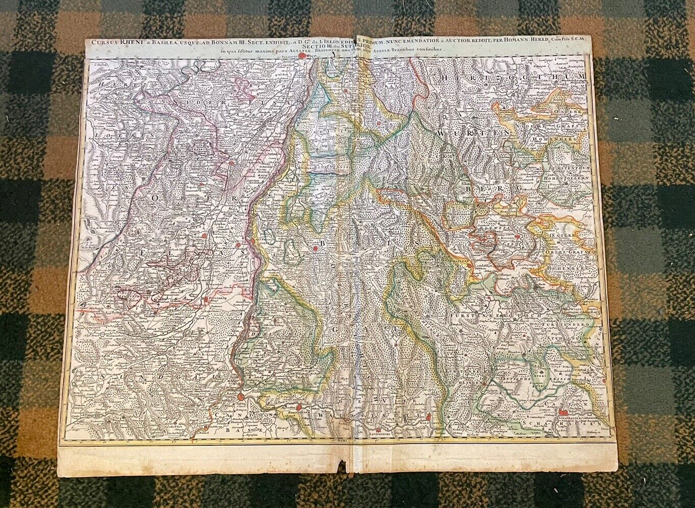 1720 Map : Copper Engraving : Germany : The Rhine : Baden : Black Forest