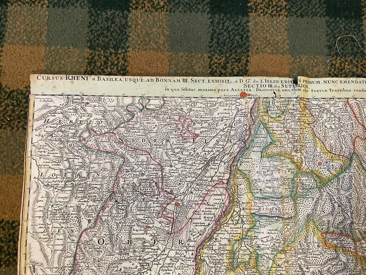 1720 Map : Copper Engraving : Germany : The Rhine : Baden : Black Forest