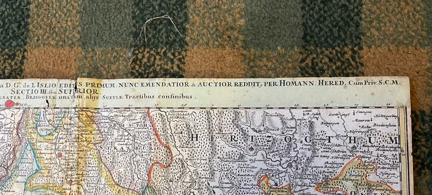 1720 Map : Copper Engraving : Germany : The Rhine : Baden : Black Forest