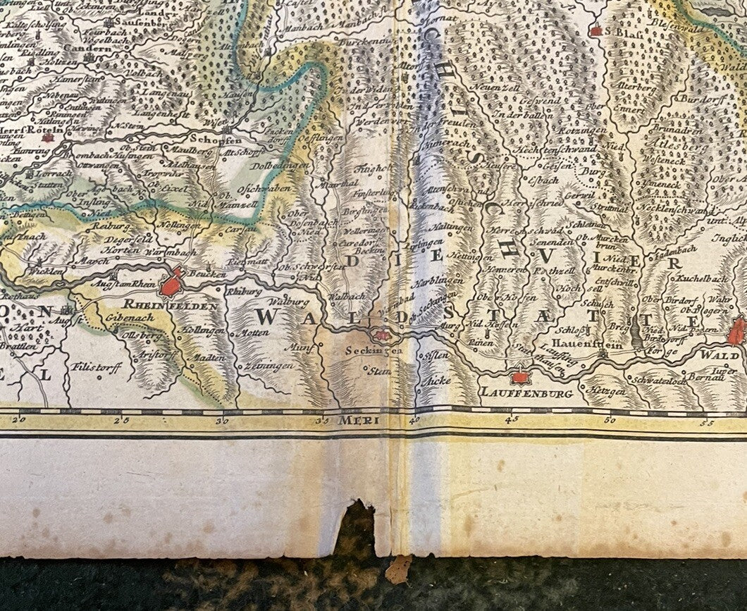 1720 Map : Copper Engraving : Germany : The Rhine : Baden : Black Forest