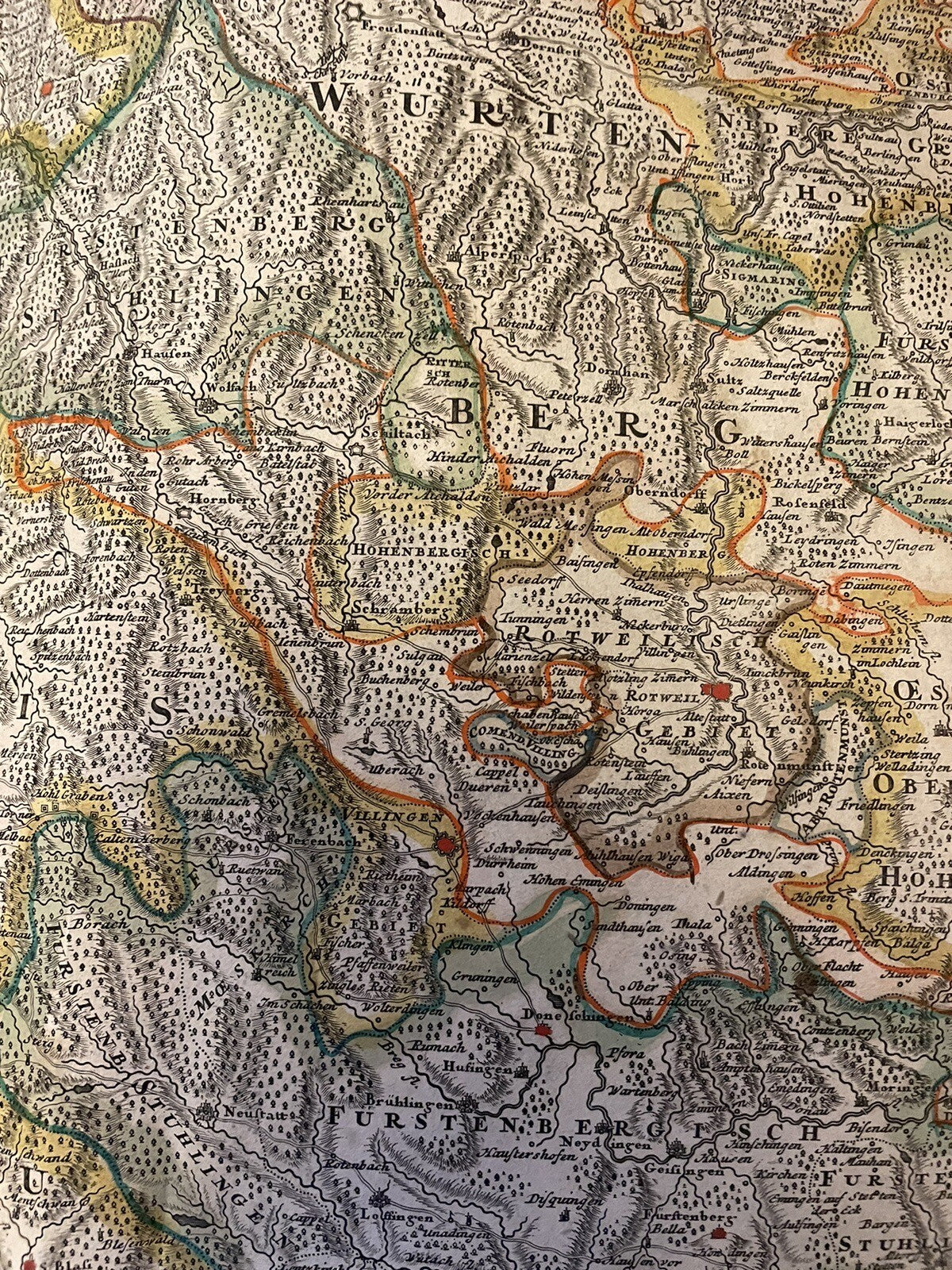 1720 Map : Copper Engraving : Germany : The Rhine : Baden : Black Forest