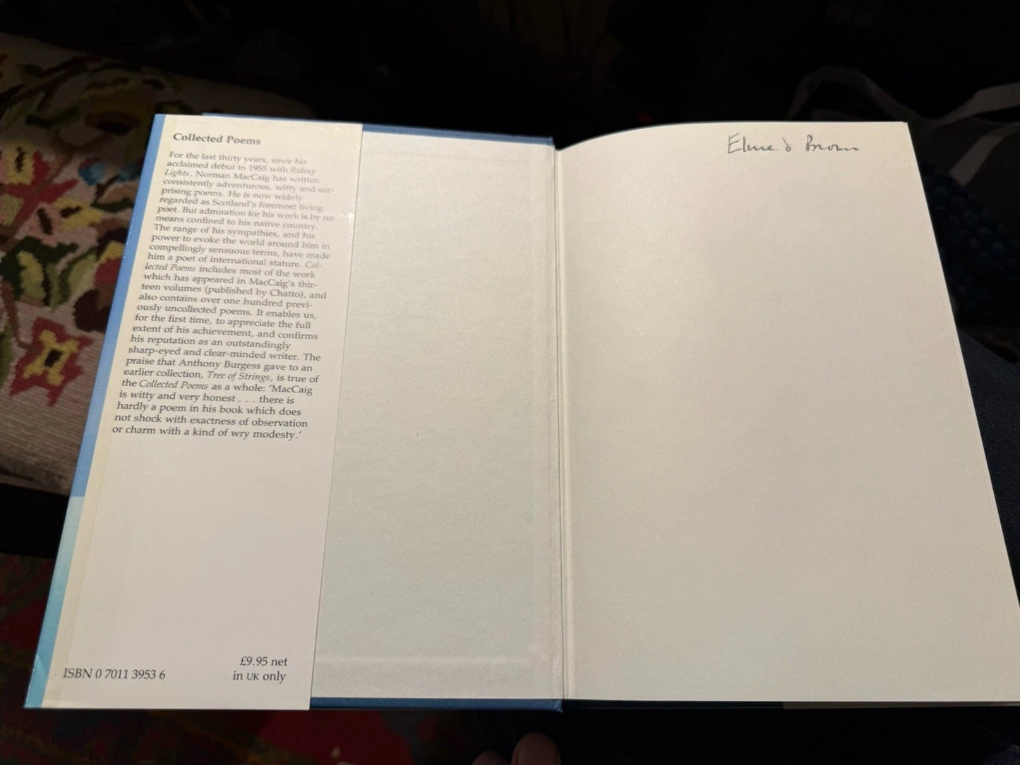 Norman MacCaig : Collected Poems (With Signed Letter to Eluned Brown) 1985