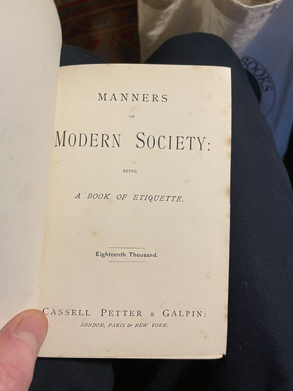 c.1875 Manners of Modern Society : Being a Book of Etiquette : Social Education