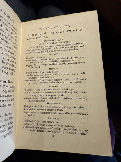 1914 Marriage on Small Means : Mrs C S Peel : WWI : Fianancial Advice / Costs