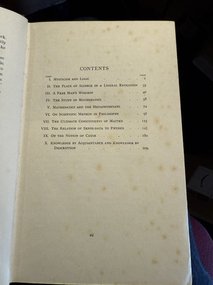 Bertrand Russell : Mysticism and Logic (1918-1st) Essays, Physics, Matter, Math