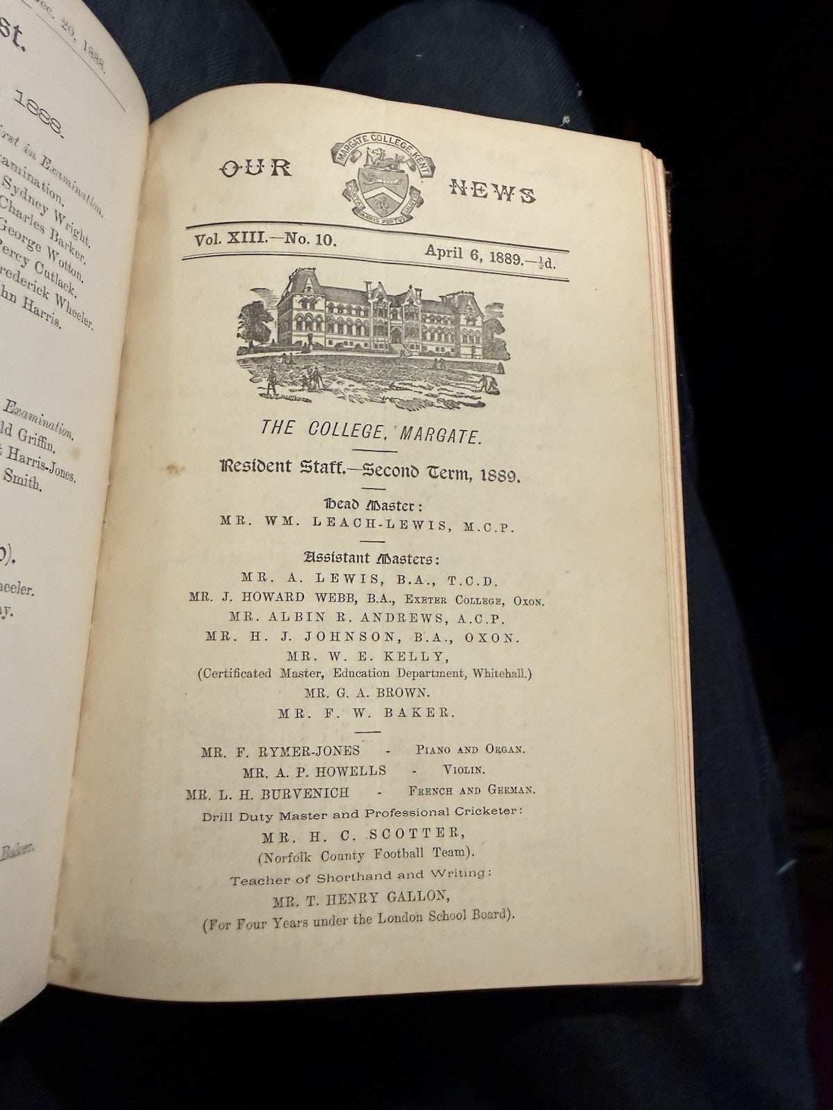 Margate College (Kent) Our News : Oct 1888 - Aug 1890 School Magazine Cricket