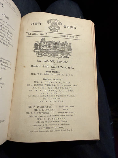 Margate College (Kent) Our News : Oct 1888 - Aug 1890 School Magazine Cricket
