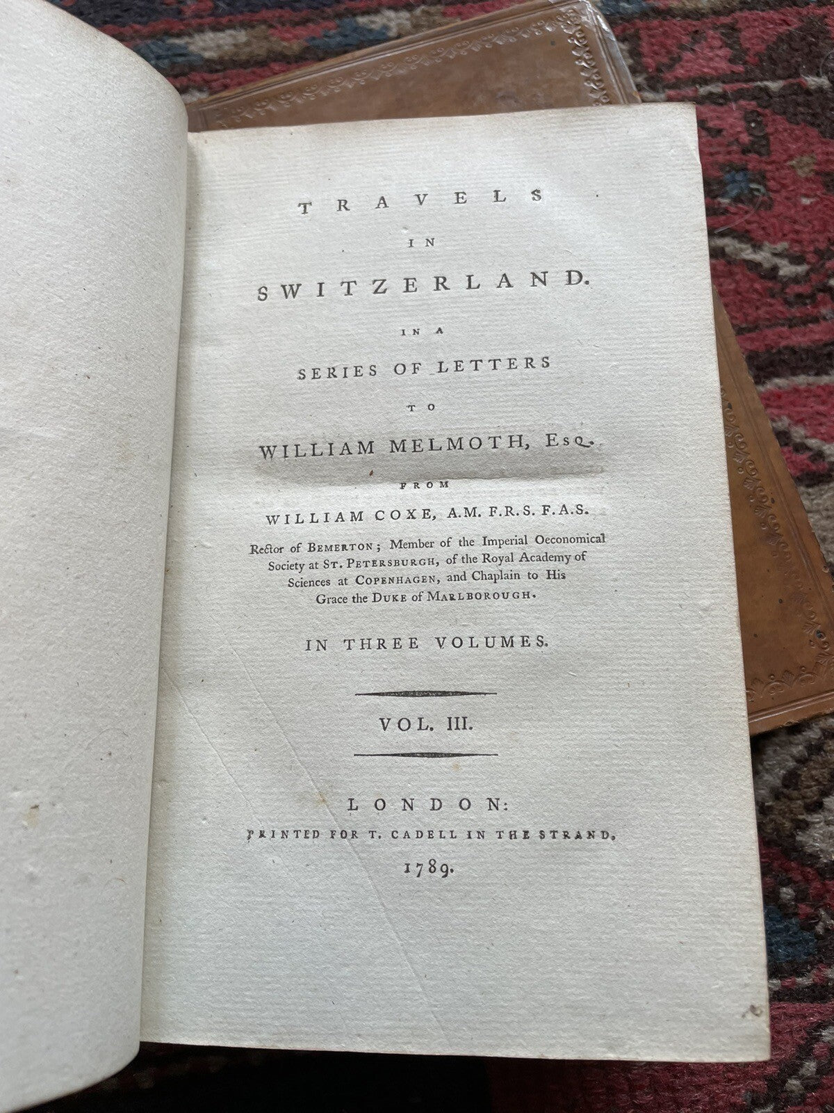 1789 Melmoth's Travels in Switzerland (3 vols) Engraved Mountain Ranges
