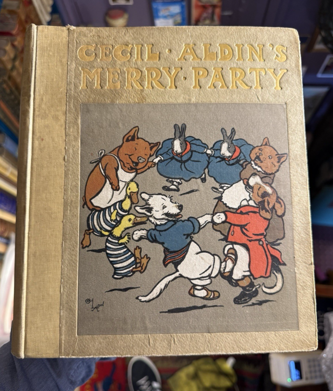 Cecil Aldin's Merry Party : Anthropomorphic Pigs, Dogs, Cats : Scarce 1st Ed
