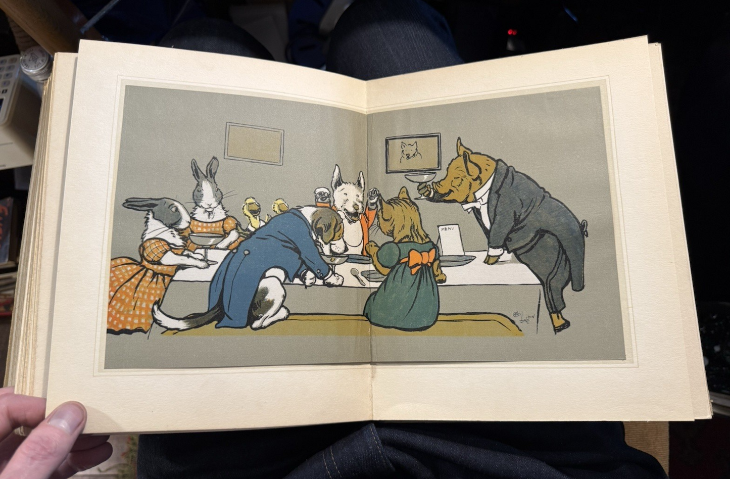 Cecil Aldin's Merry Party : Anthropomorphic Pigs, Dogs, Cats : Scarce 1st Ed
