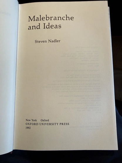Malebranche and Ideas : Steven Nadler : French Philosophy : Oxford 1992