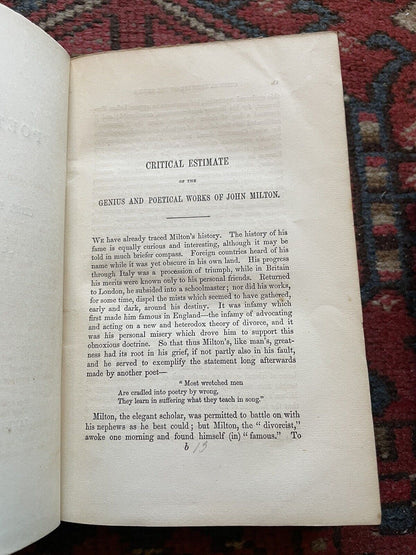 1853 Milton's Poetical Works (2 Volumes) Gilfillan : Paradise Lost / Regained