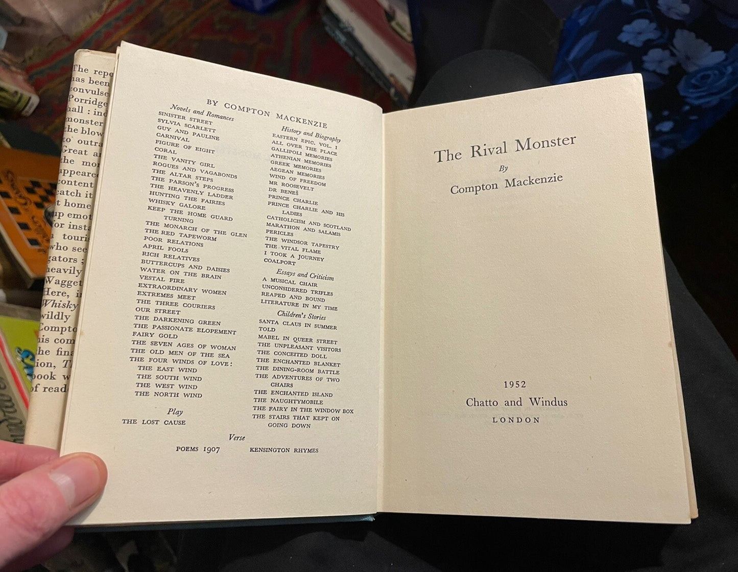 Compton Mackenzie : The Rival Monster : First Edition 1952 ( In Dust Jacket)