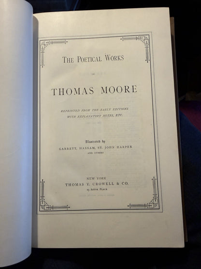 1888 The Poetical Works of Thomas Moore : Illustrated : Decorative Cloth Binding