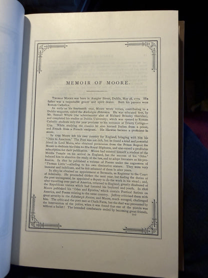 1888 The Poetical Works of Thomas Moore : Illustrated : Decorative Cloth Binding