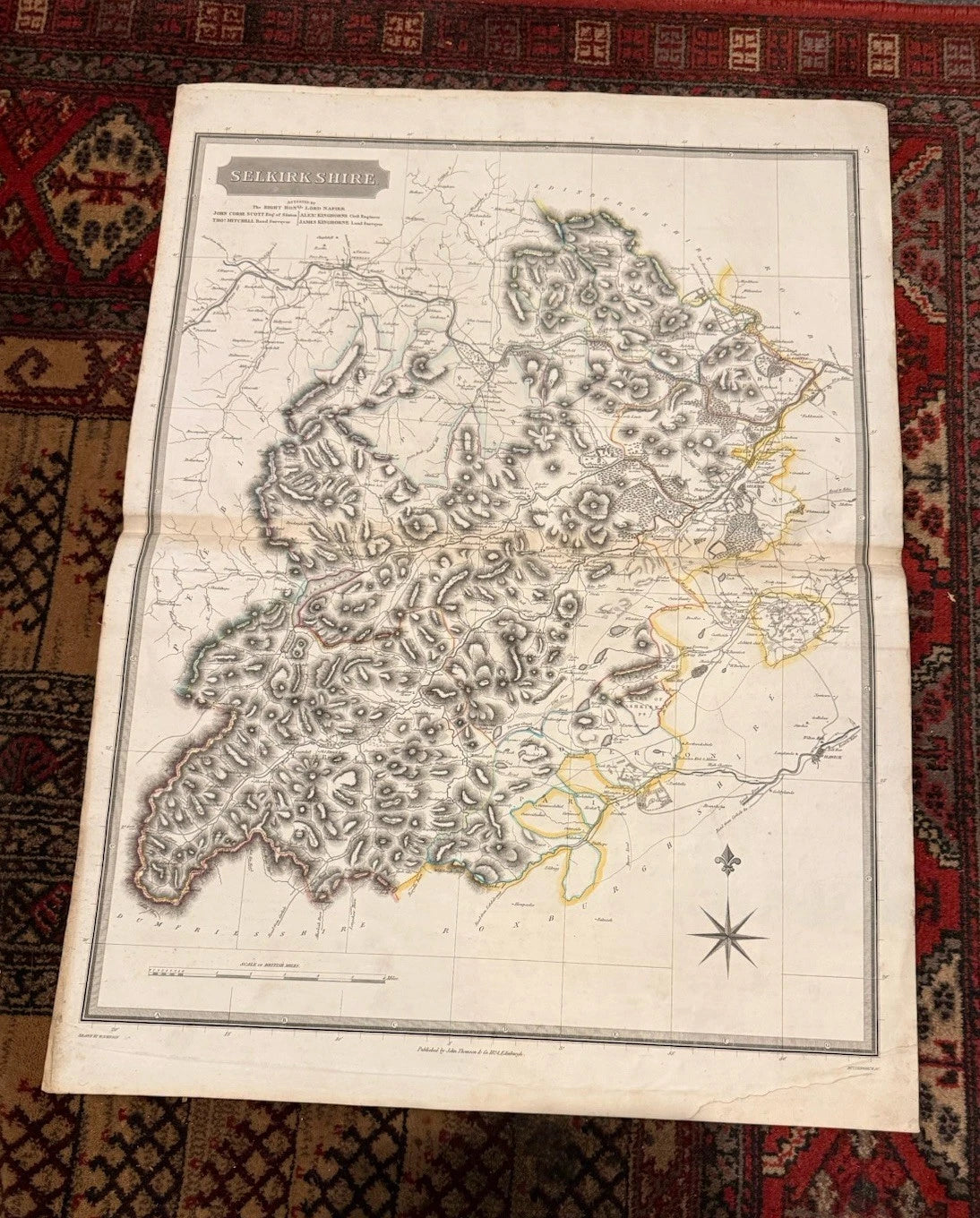 1824 Map SELKIRKSHIRE Thomson ATLAS of SCOTLAND Scottish Borders