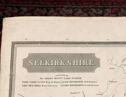 1824 Map SELKIRKSHIRE Thomson ATLAS of SCOTLAND Scottish Borders