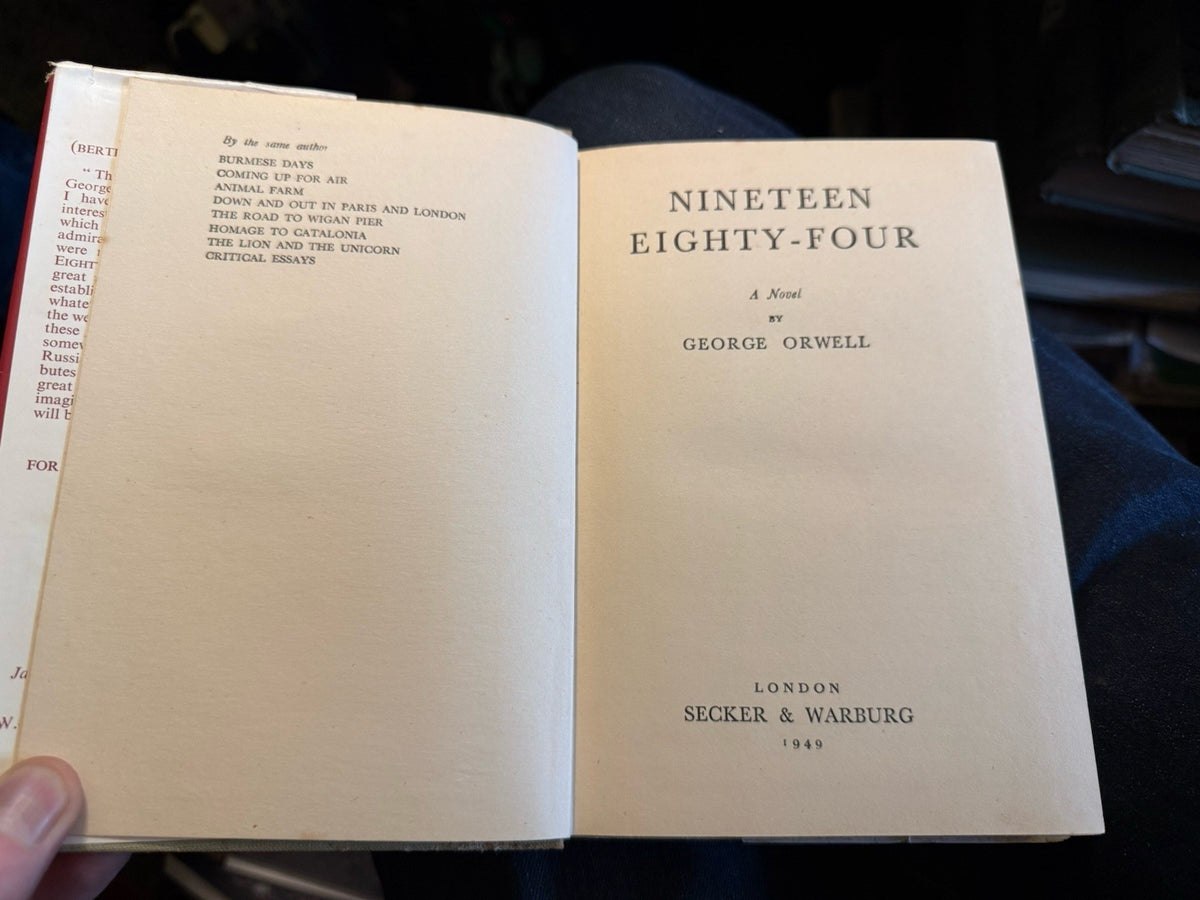 1949 George Orwell : Nineteen Eighty-Four : First Edition / First Printing in DW